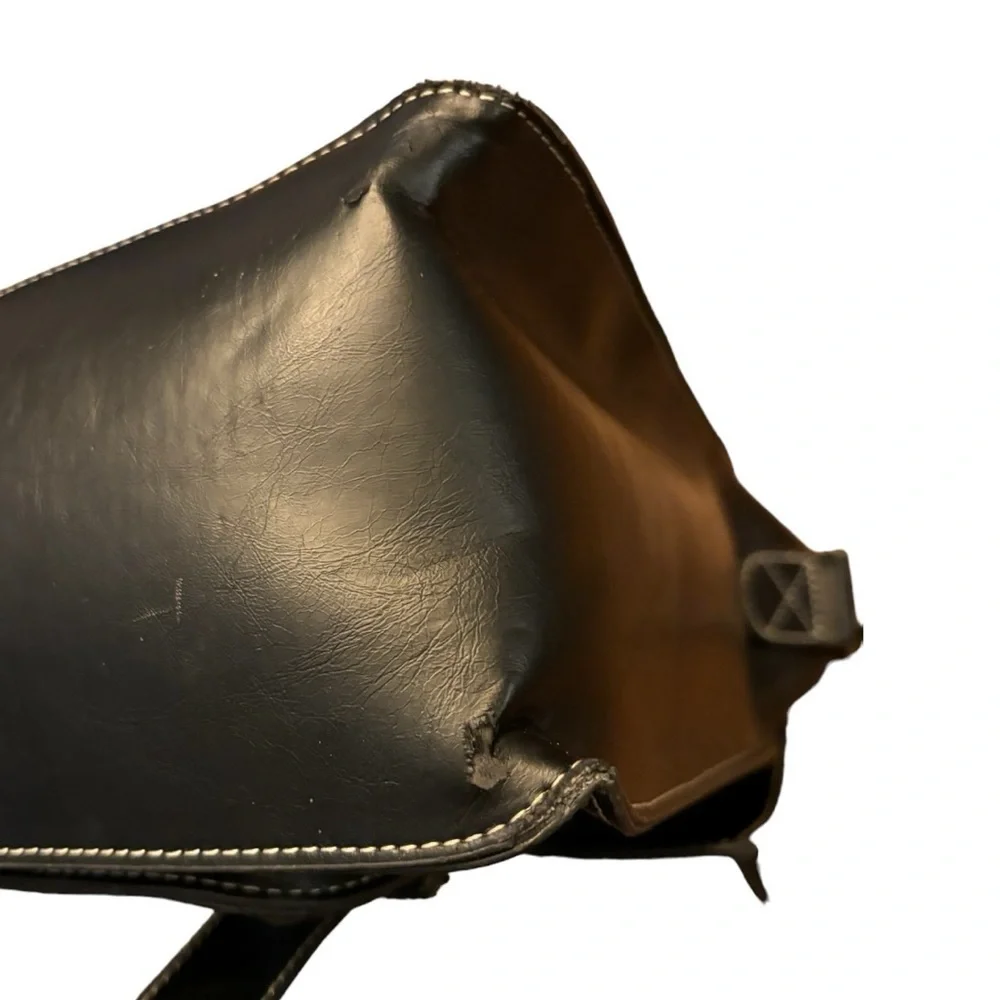 Esecosusi Black Leather Messenger Bag Briefcase Top Handle Crossbody Bag Bookbag